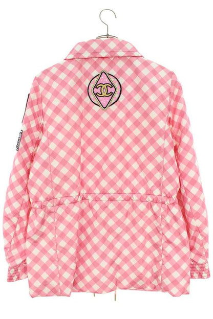 Chanel P74093v65695 Sequin Embellished Checked Silk Blouson Ladies 38