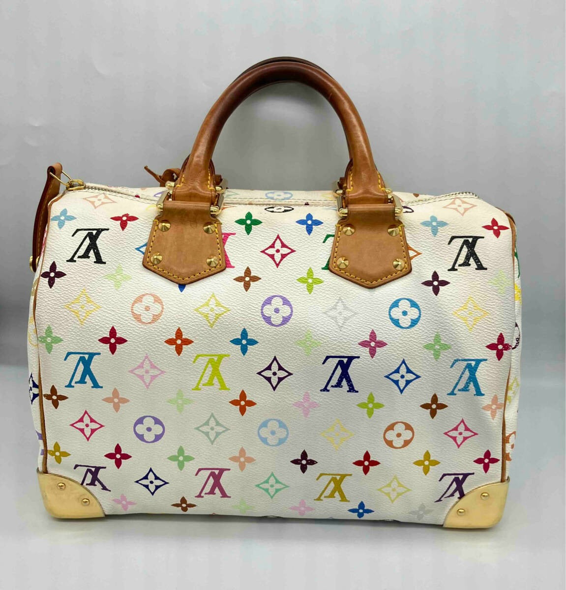 Louis Vuitton Multicolor Speedy 30 Monogram Sac Hand Bag White Gold