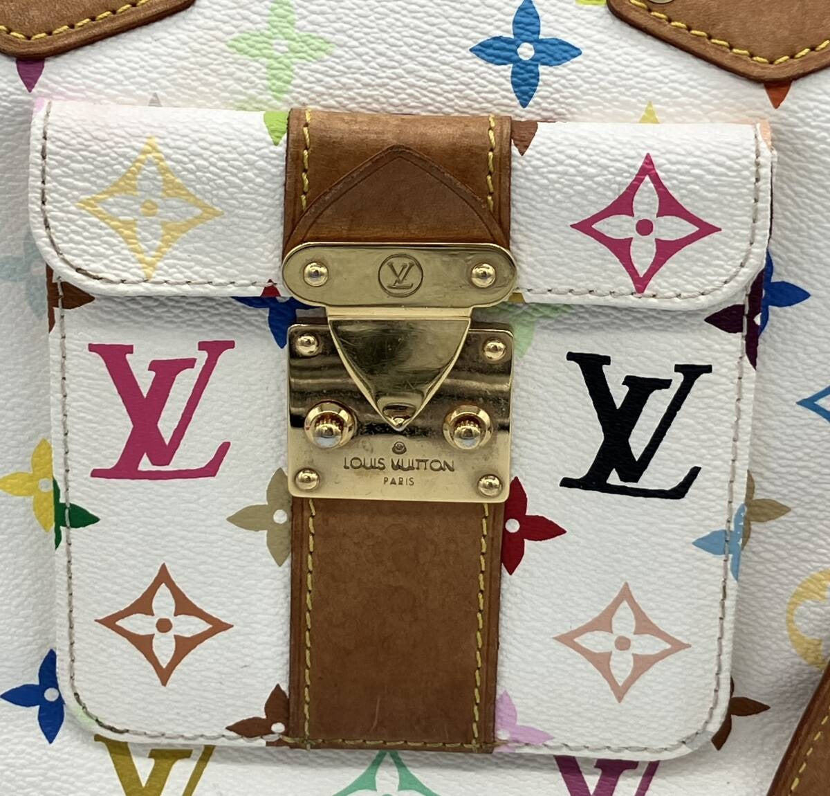 Louis Vuitton Multicolor Speedy 30 Monogram Sac Hand Bag White Gold