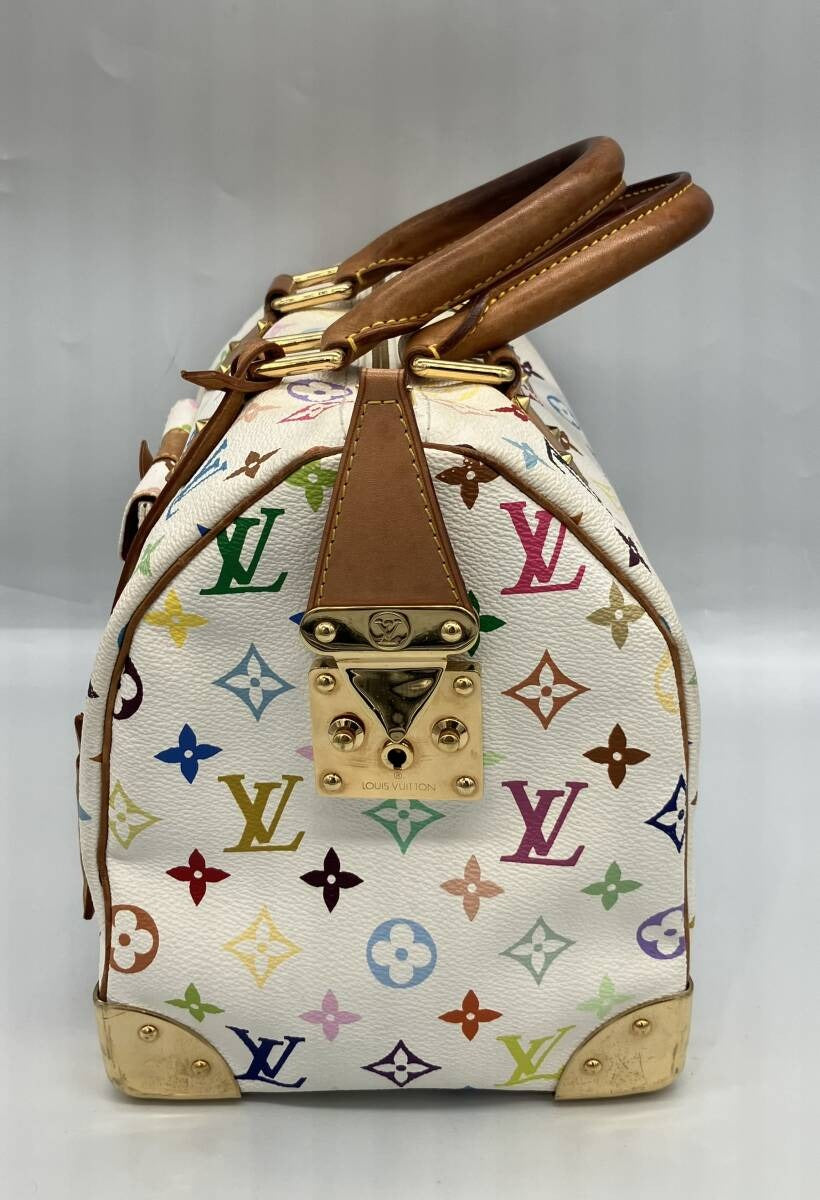 Louis Vuitton Multicolor Speedy 30 Monogram Sac Hand Bag White Gold