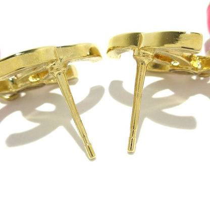 Chanel Earrings - Gold And Pink Coco Mark