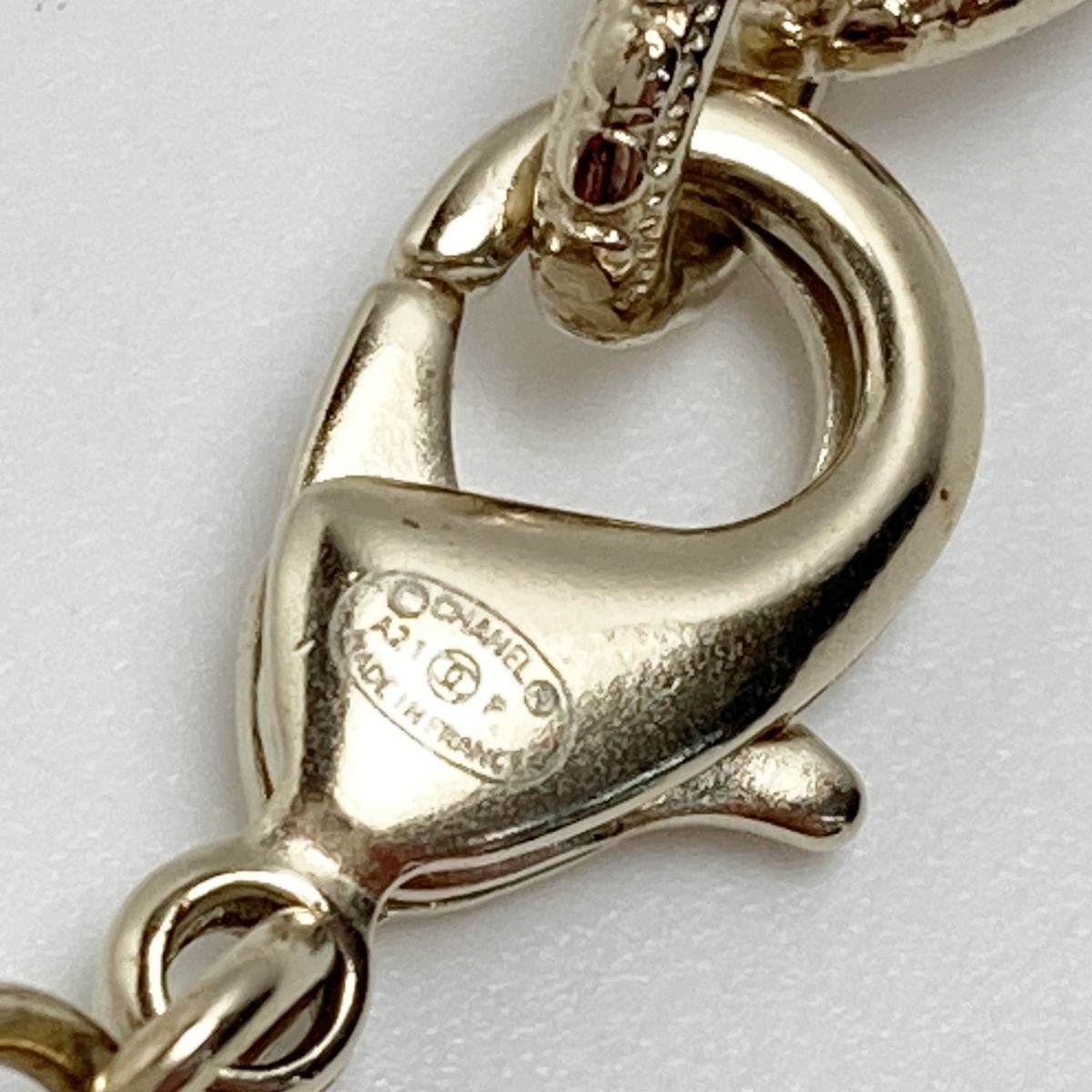 Chanel Cocomark Heart Motif Necklace A21p Champagne Gold Fake Pearl X