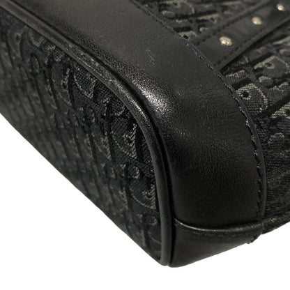 Dior/christian Dior Handbag Trotter Black And Gray Studded/mini Bag Leather