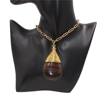 Chanel Coco Mark × T A Dos Lop Motif Wood Necklace