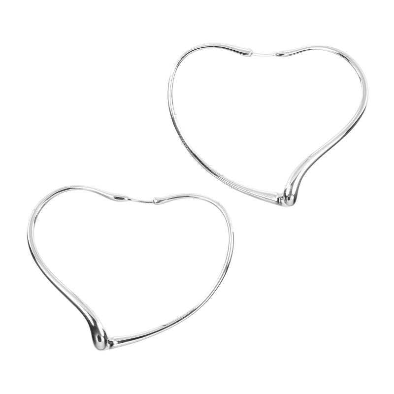 Tiffany & Co Open Heart Hoop Medium 925 Silver Ladies 9.85g Earrings