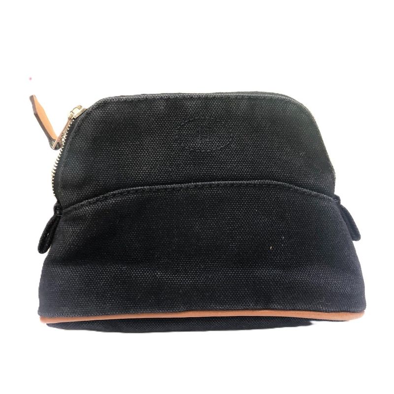 Hermes Cosmetic Pouch Bolide Pouch Mini Canvas Black