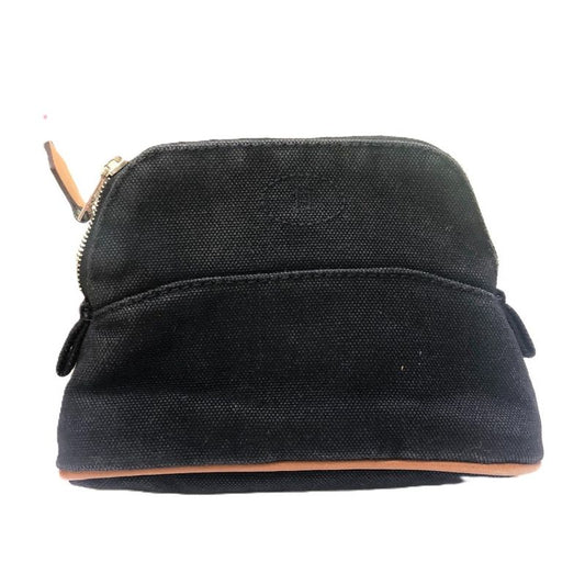Hermes Cosmetic Pouch Bolide Pouch Mini Canvas Black