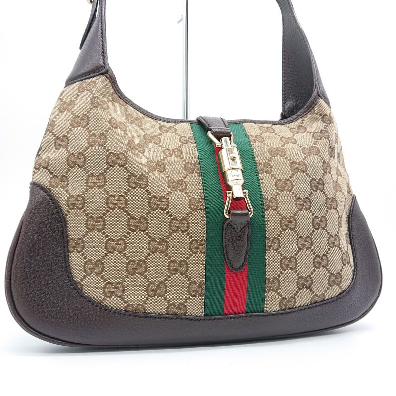 Gucci Hobo New Jackie Sherry Line GG Canvas Handbag Leather Beige Brown