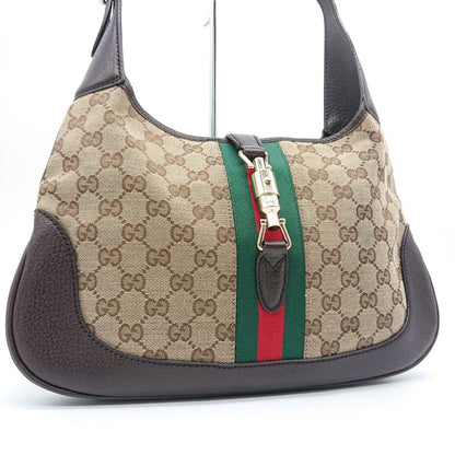 Gucci Hobo New Jackie Sherry Line GG Canvas Handbag Leather Beige Brown