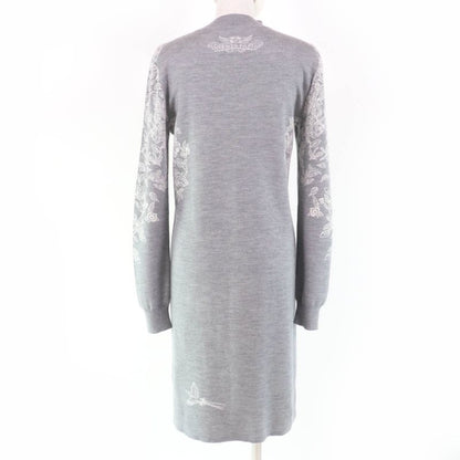 Hermes Jungle LOVE Jungle Love Cashmere Silk Long Sleeve Knit Dress Grey 36