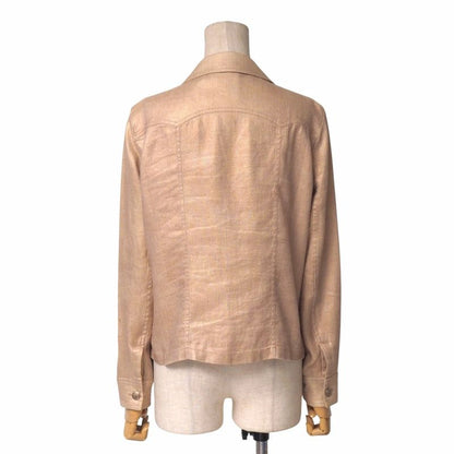 Chanel Tailored Jacket Size 42 05P CC Coco Mark Button Linen And Silk Single