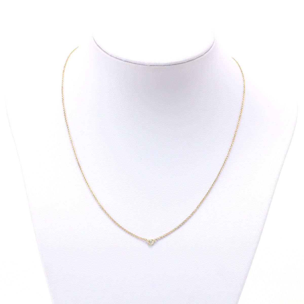 Tiffany & Co Tiffany Necklace K18 Visor Yard Single Diamond Pendant