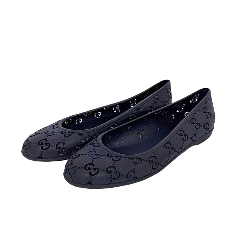 Gucci Flat Shoes Navy Cima Excellent Condition 24.0cm (9.45in) Rubber Preowned