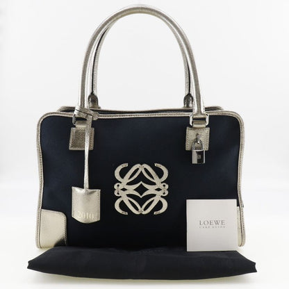 Loewe Amazona 36 Boston Bag 2010 Canvas X Leather Navy Blue Ladies Handbag