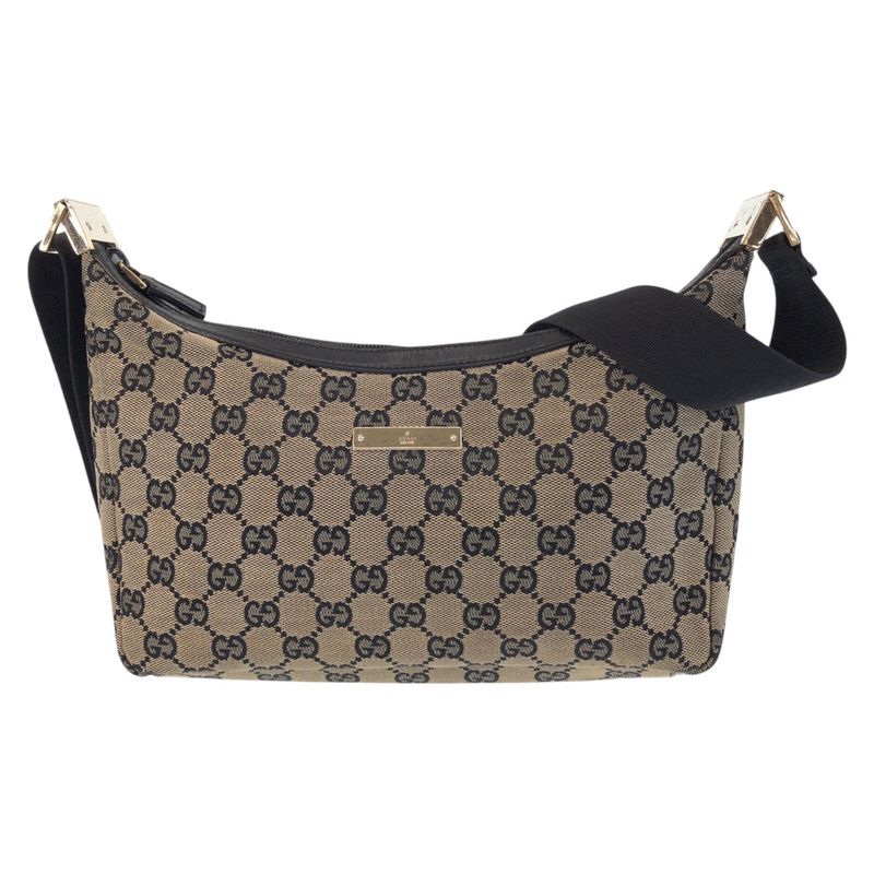 Gucci Beige Black Gold Hardware GG Canvas 019 0433 Shoulder Bag Pochette Women