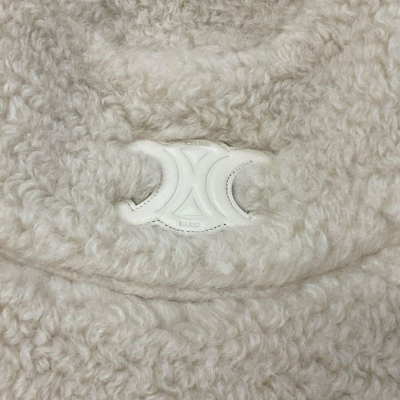 Celine Hat Cashmere Beige Triomphe Logo Bucket