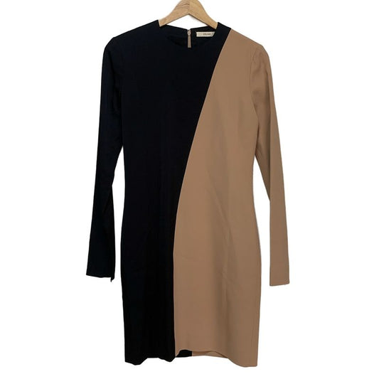 Celine Dress Size 36 S Women - Black And Beige Long Sleeves/knee Length