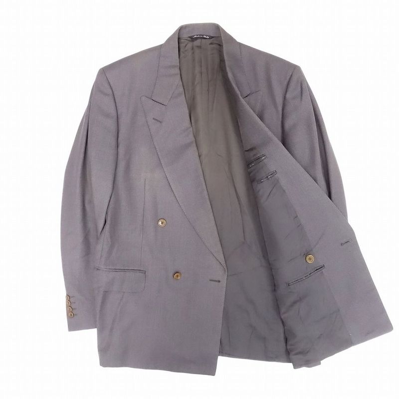 Celine French Double Suit Setup Peaked Lapel Tailored Pants Size 52 XL Gray