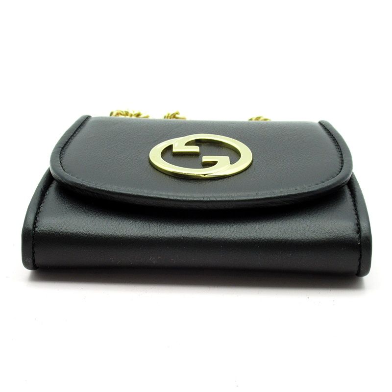 Gucci Blondi Chain Wallet 725219 Leather Women's Shoulder Bag Black Excellent