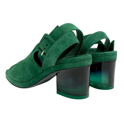 Hermes Flirt60 Sandals Shoes Suede Green