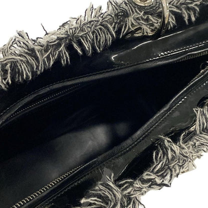 Dior/christian Dior Handbag Lady Dior Large Bag Gray And Black Wool Leather