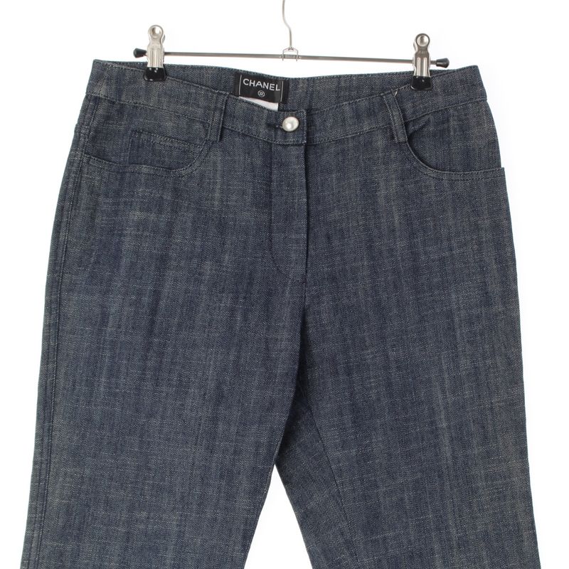 Chanel 05C Rhinestone Coco Button Coco Mark 5 Pocket Denim Pants Bottoms P25297
