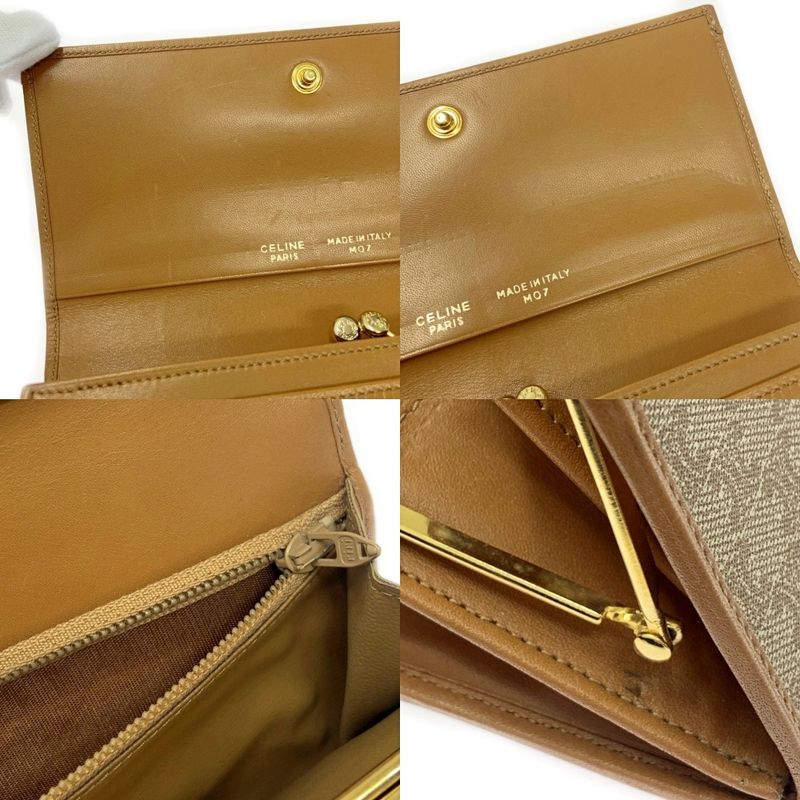 Celine PVC Leather Macadam Clasp Long Wallet Women Beige 366967 Long Wallet