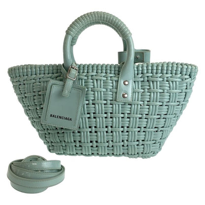 Balenciaga Enamel Basket Bistro XS Mint Green Silver Hardware 671342 Handbag