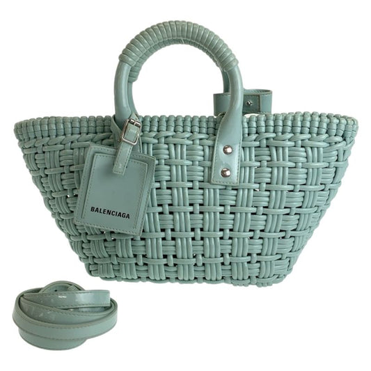 Balenciaga Enamel Basket Bistro XS Mint Green Silver Hardware 671342 Handbag