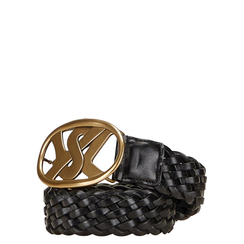 Saint Laurent YSL Logo Buckle Belt Size: 95/38 141516 Black Gold Leather Plated
