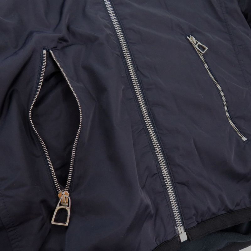 Hermes Warm Up Fleece Jacket 800165e Nylon Jacket Navy 0935 Hermes