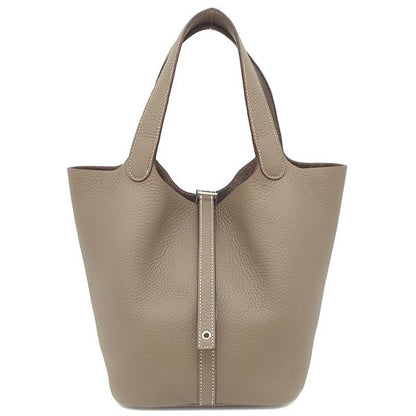 Hermes Handbag Picotin Lock MM Taurillon Clemence Etoupe Silver Hardware Never