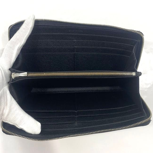 Balenciaga Round Zipper Long Wallet Black Everyday Wallet Leather