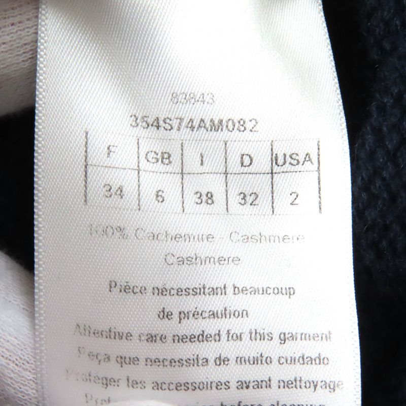 Christian DIOR 354s74am082 100% Cashmere CD Logo Faux Pearl Long Sleeve Knit