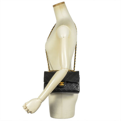 Chanel Matelasse 23 W Flap Chain Shoulder Bag Lamb Skin A01113 Black Gold