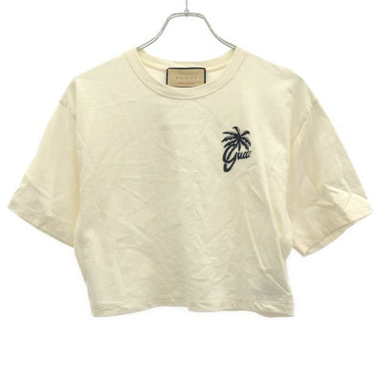 Gucci Palm Tree Embroidery Cropped T-Shirt White S