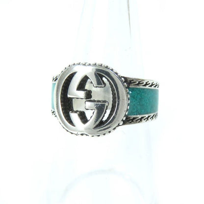 Gucci Interlocking G Ring - Ring Ag925 Enameled Silver Greenish No 15 Made In