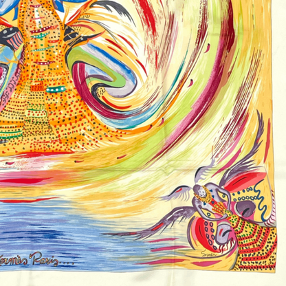 Hermes Carre 90 Les Perles De Turukana Pearls Scarf Silk Beige