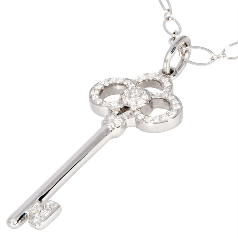 Tiffany & Co Tiffany & Co Crown Key Necklace Diamond 18K White Gold 64g White