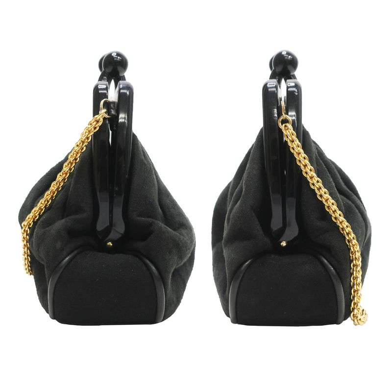 Chanel Clasp Chain Shoulder Bag Suede Xplastic Black Gdhardware Women's