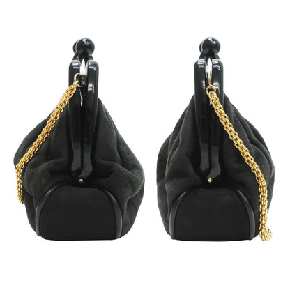 Chanel Clasp Chain Shoulder Bag Suede Xplastic Black Gdhardware Women's