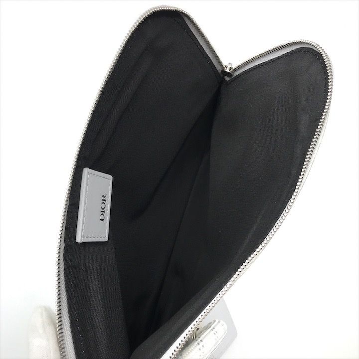 Dior Rope Strap Canvas Clutch Gray