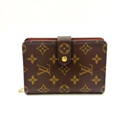 Louis Vuitton Porte Papier Zip Monogram PVC Brown Bifold Wallet Gold M61207