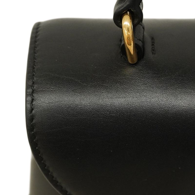 Celine Handbag Triomphe Teenino Leather Black Gold Hardware 2way Bag Ladies