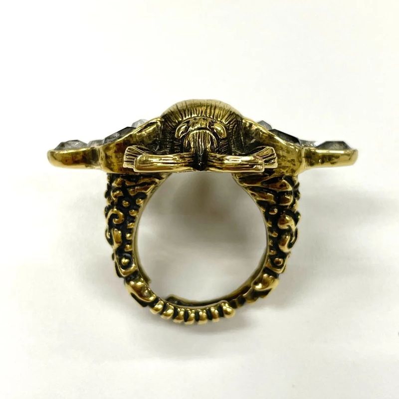 Gucci Bee Ring S (actual Size 12.5) GP X Rhinestone X Faux Pearl Gold Made In
