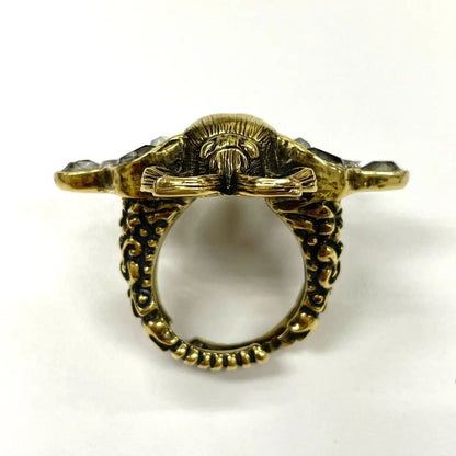 Gucci Bee Ring S (actual Size 12.5) GP X Rhinestone X Faux Pearl Gold Made In