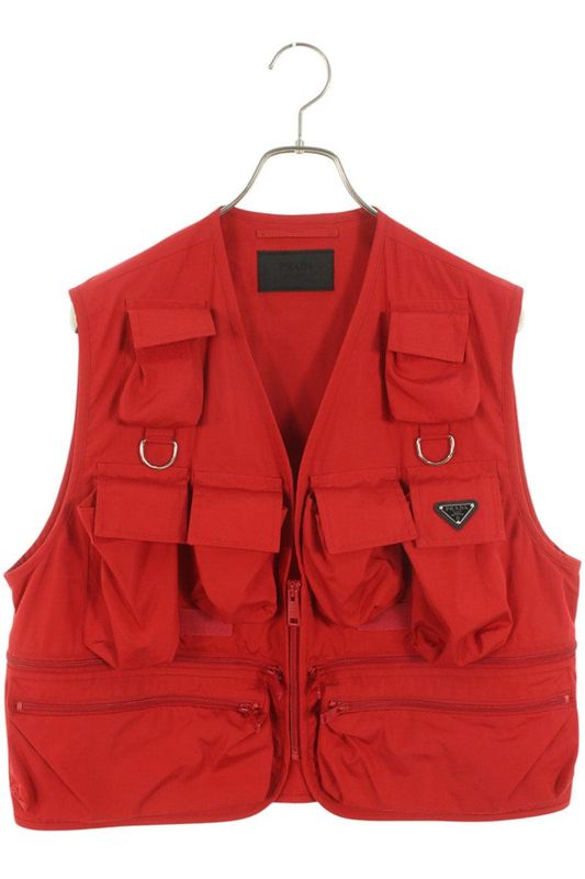 Prada Sgc499 Triangle Plate Multi-pocket Vest Men's S