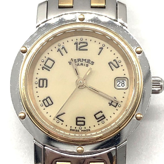 Hermes Clipper Cl4.220 Date Cream Dial Quartz Ladies Watch Working 005913