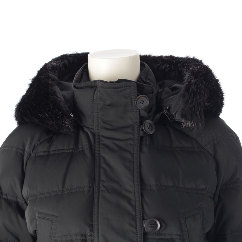 Gucci Beaver Fur Ggleather Patch Belted Down Coat Outerwear 319495 Black 36