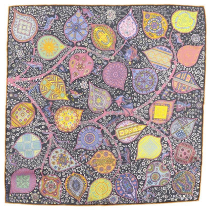 Hermes Gavroche 45 L'arbre De Vie Tree Of Life Silk Black/multicolor Women's